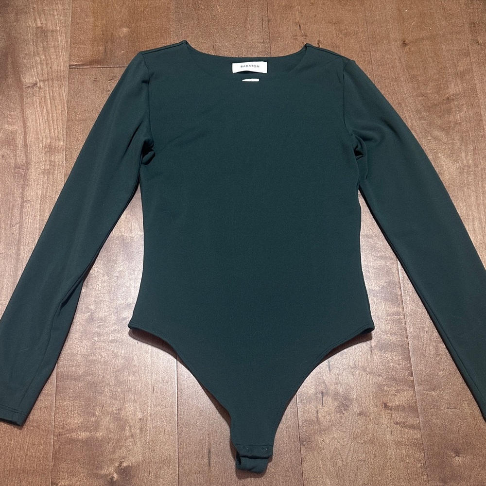 Everlane Dark Green Long-Sleeve Women’s One-Piece Bodysuit